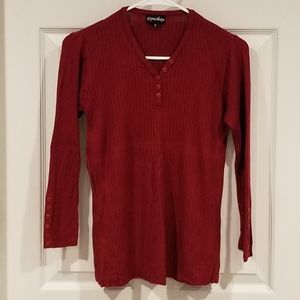 Dynashape maternity sweater, rayon, wine, medium